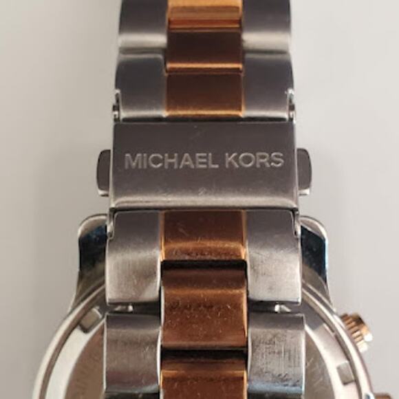 Michael Kors Women's MK5495 Runway Two Tone Chronograph Watch with Brown Dial - Picture 6 of 9
